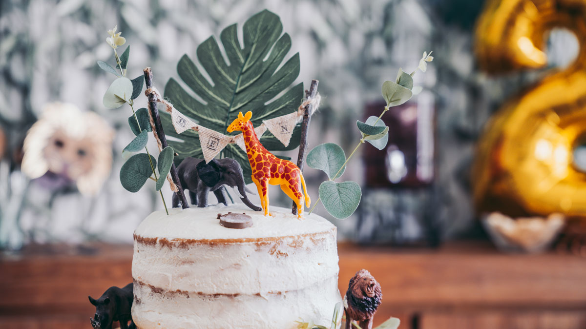 Gâteau anniversaire bébé animaux de la jungle